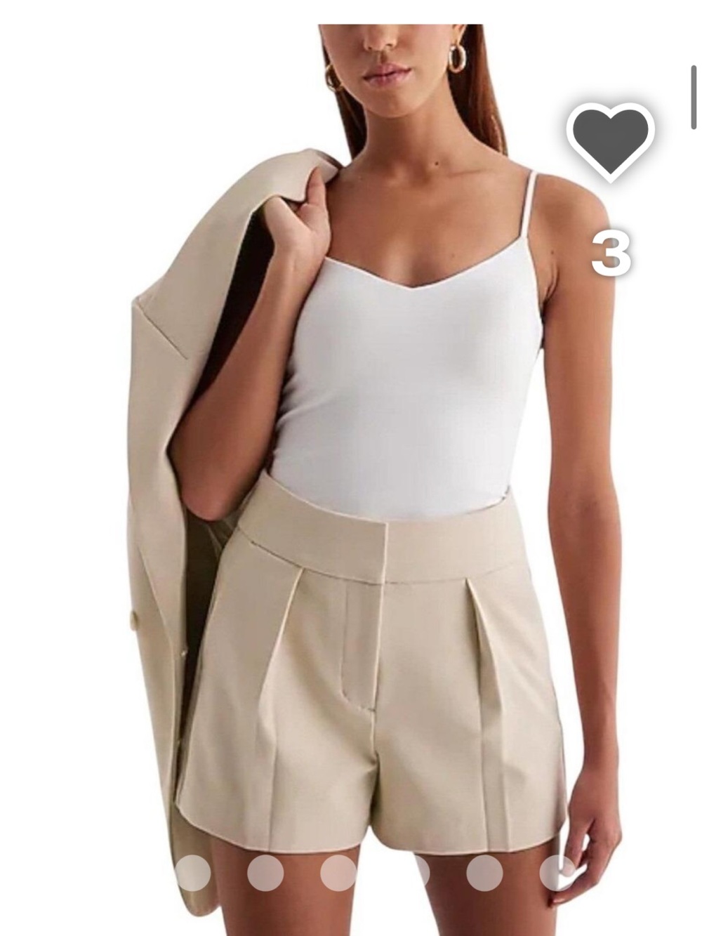 Express High Waist Pleated Shorts in Cream